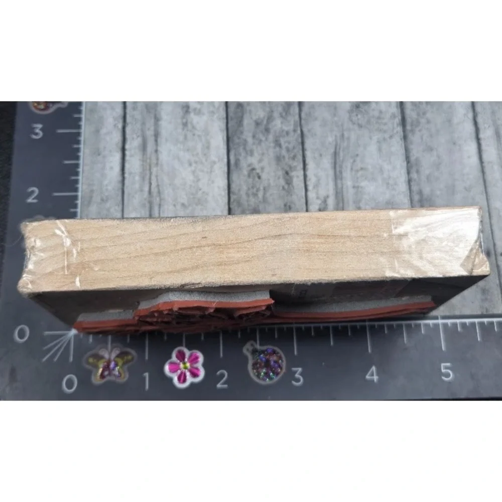 Long Stem Roses Flowers Detailed Rubber Stamp Wood #M9
